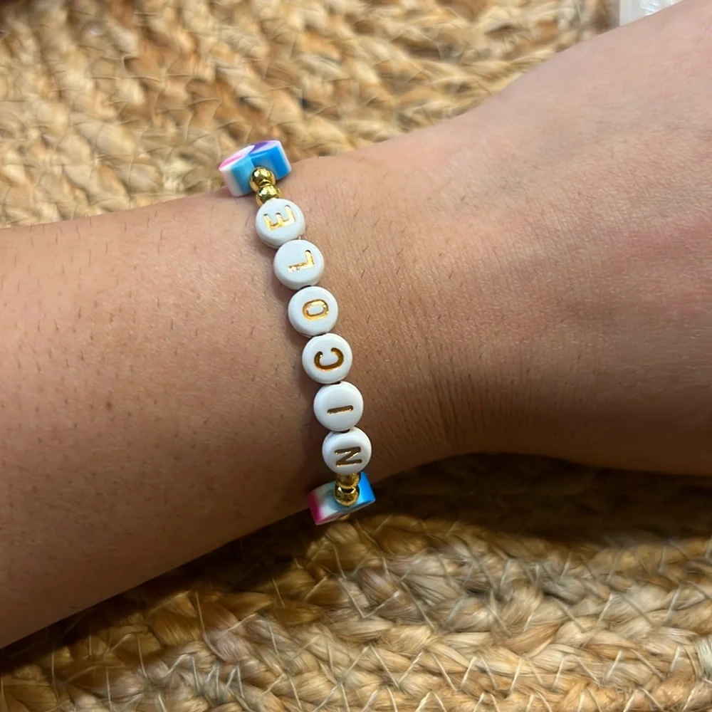 Elastic bracelet. Made with love for you. Nicole name ❤️
